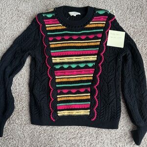 Sezane Black Multicolor Sweater